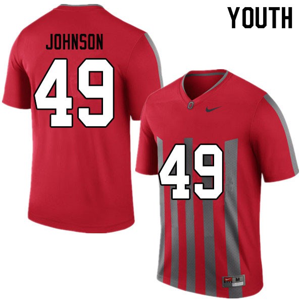 Ohio State Buckeyes #49 Xavier Johnson Youth Stitched Jersey Throwback OSU94383